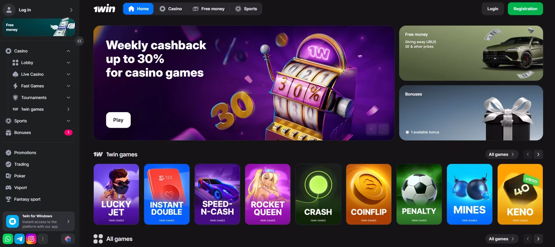 Catálogo de juegos de casino en 1Win Chile